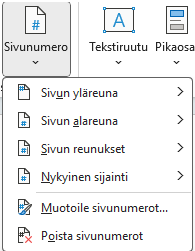 Sivunumeroasetukset