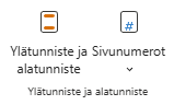 Word-selainsovelluksen Ylä- ja alatunnisteen ryhmä